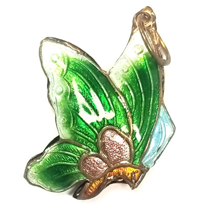 ENAMEL BUTTERFLY 21X28MM GREEN